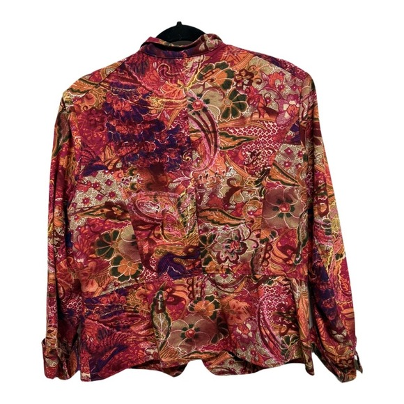 Coldwater Creek Floral Boho Autumn Floral Zip Up Blazer Jacket Size Large - Picture 4 of 6